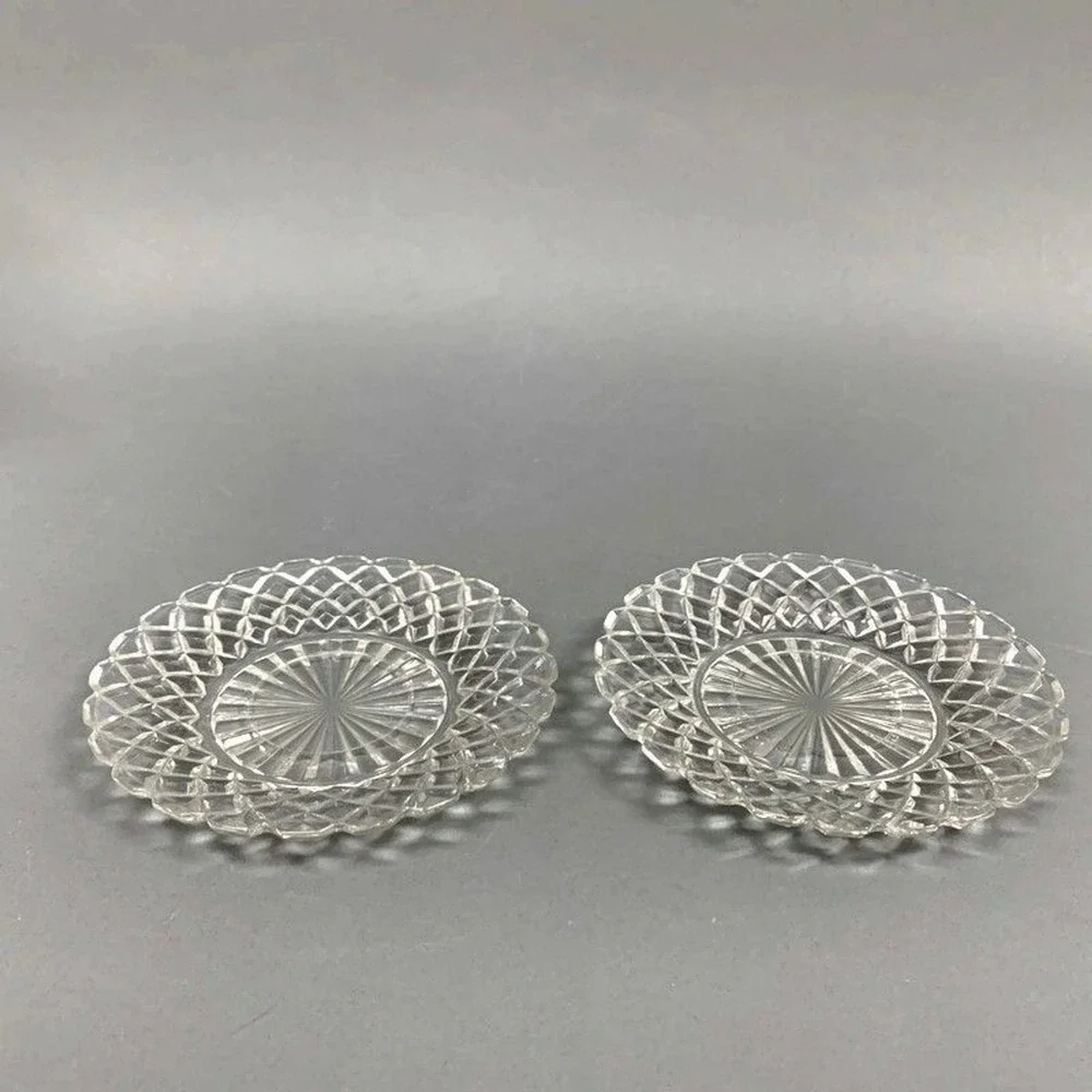 Anchor Hocking Waterford Clear Depression Glass Bread and Butter Plate Waffle 6